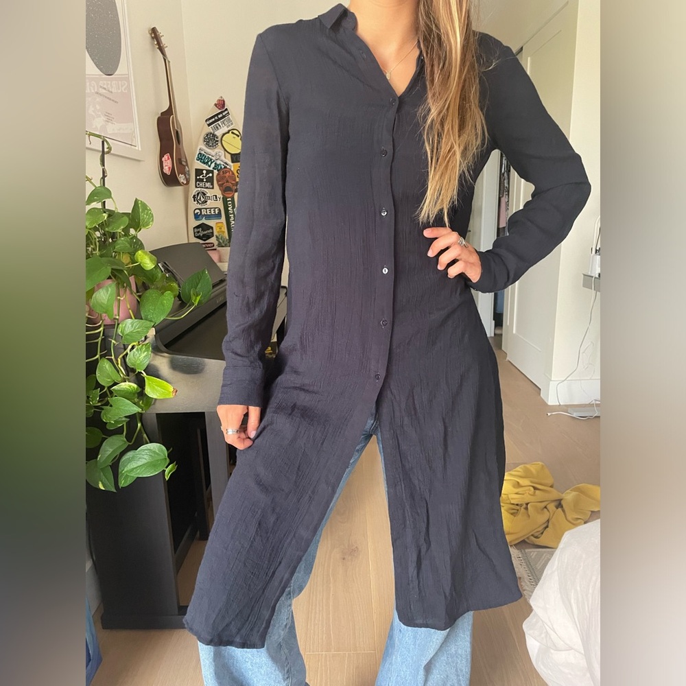 Zara Black Gauzy Long Cover Up